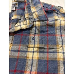 Carhartt Men's 2XL Original Fit Plaid Flannel Long Sleeve Shirt Blue Yellow Red